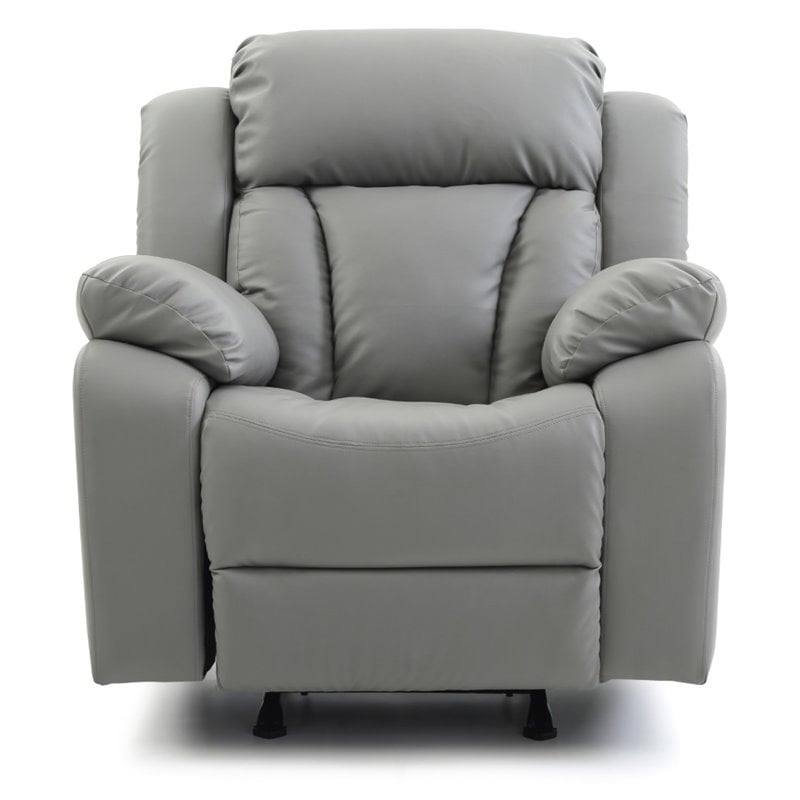 Glory Furniture Daria Faux Leather Rocker Recliner in Gray
