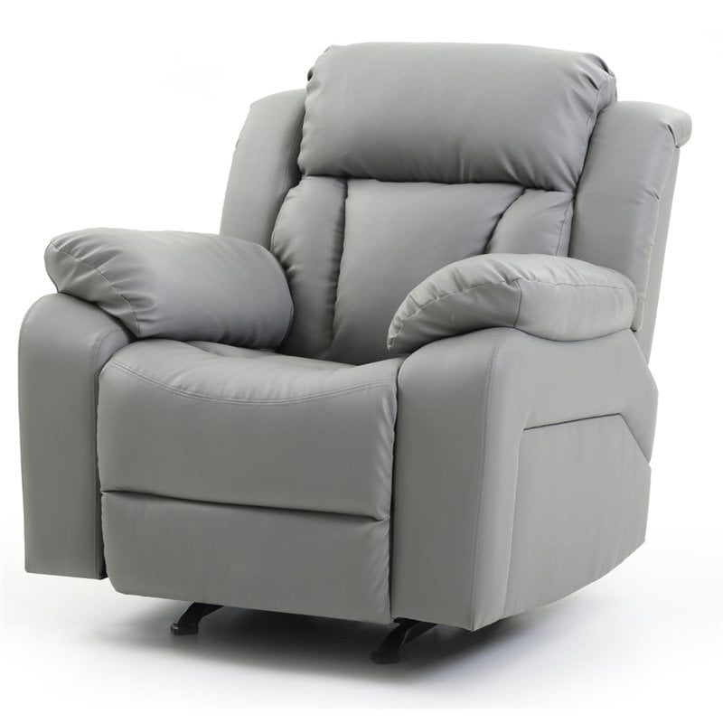 Glory Furniture Daria Faux Leather Rocker Recliner in Gray