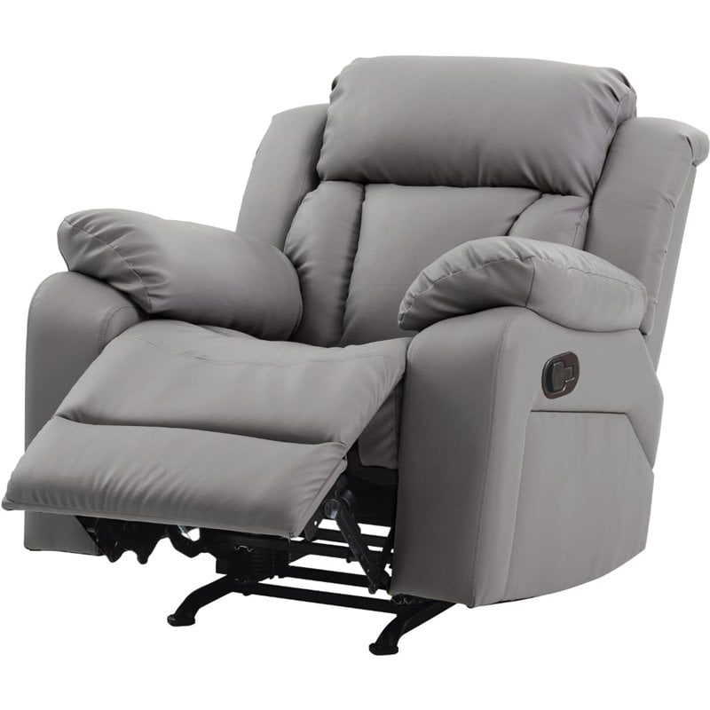 Glory Furniture Daria Faux Leather Rocker Recliner in Gray