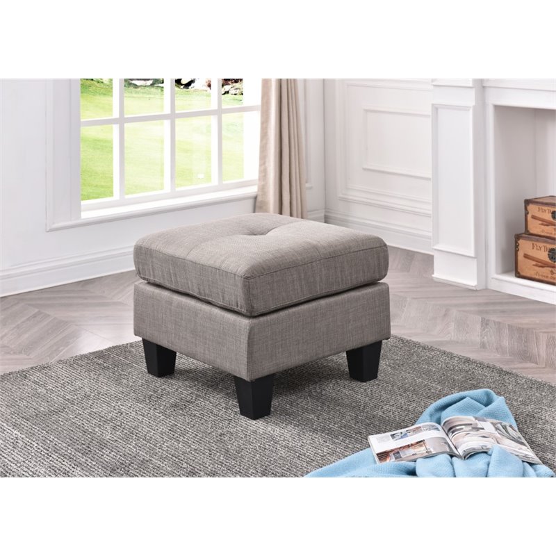 Glory Furniture Newbury Twill Fabric Ottoman in Gray