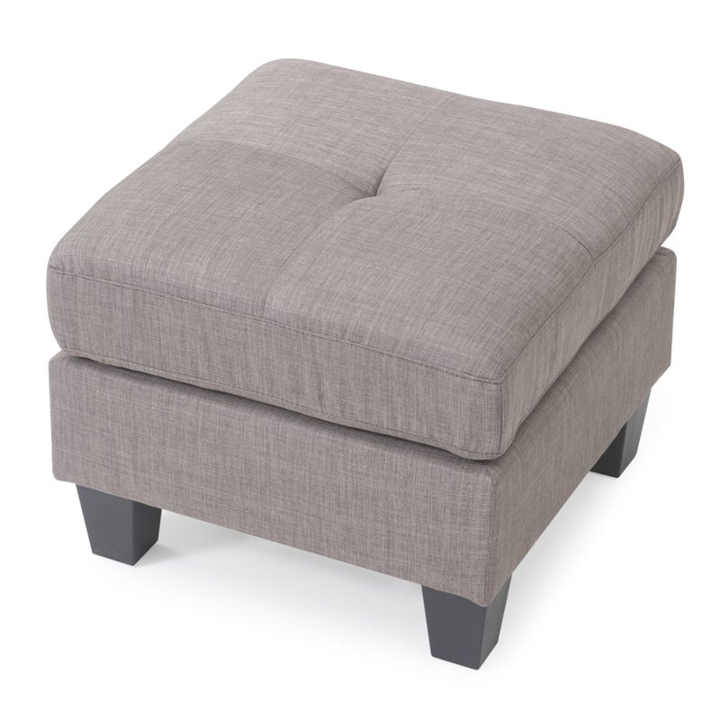 Glory Furniture Newbury Twill Fabric Ottoman in Gray