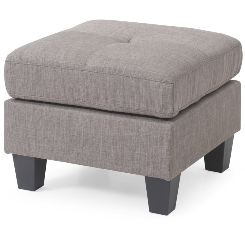 Glory Furniture Newbury Twill Fabric Ottoman in Gray