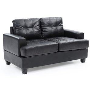 Glory Furniture Sandridge Faux Leather Loveseat in Black