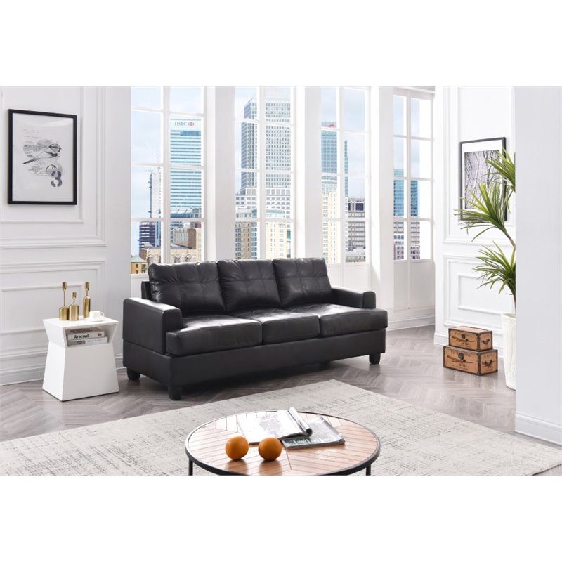 Glory Furniture Sandridge Faux Leather Sofa in Black