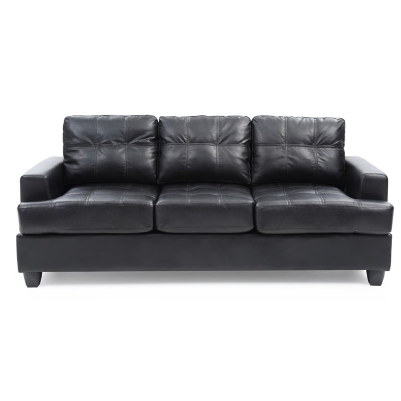 Glory Furniture Sandridge Faux Leather Sofa in Black