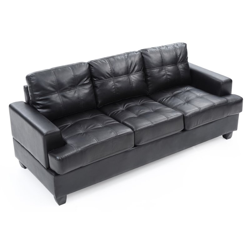 Glory Furniture Sandridge Faux Leather Sofa in Black