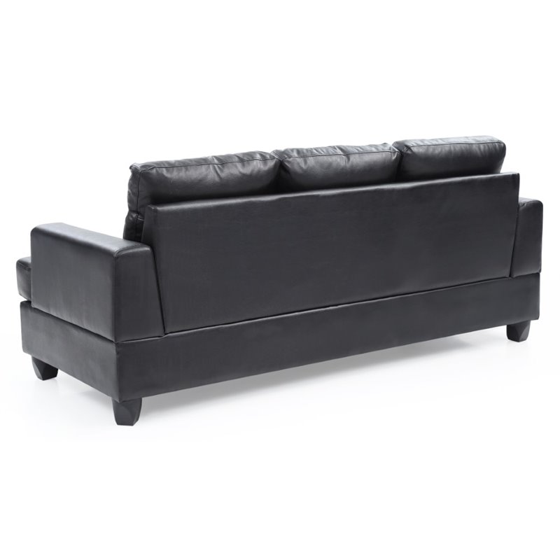 Glory Furniture Sandridge Faux Leather Sofa in Black