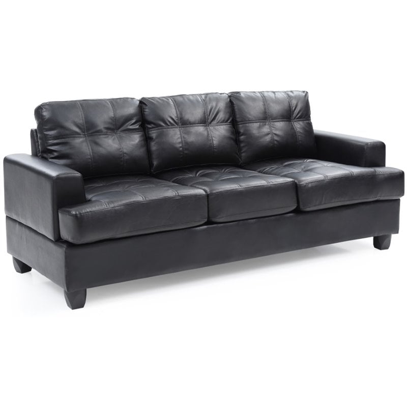 Glory Furniture Sandridge Faux Leather Sofa in Black