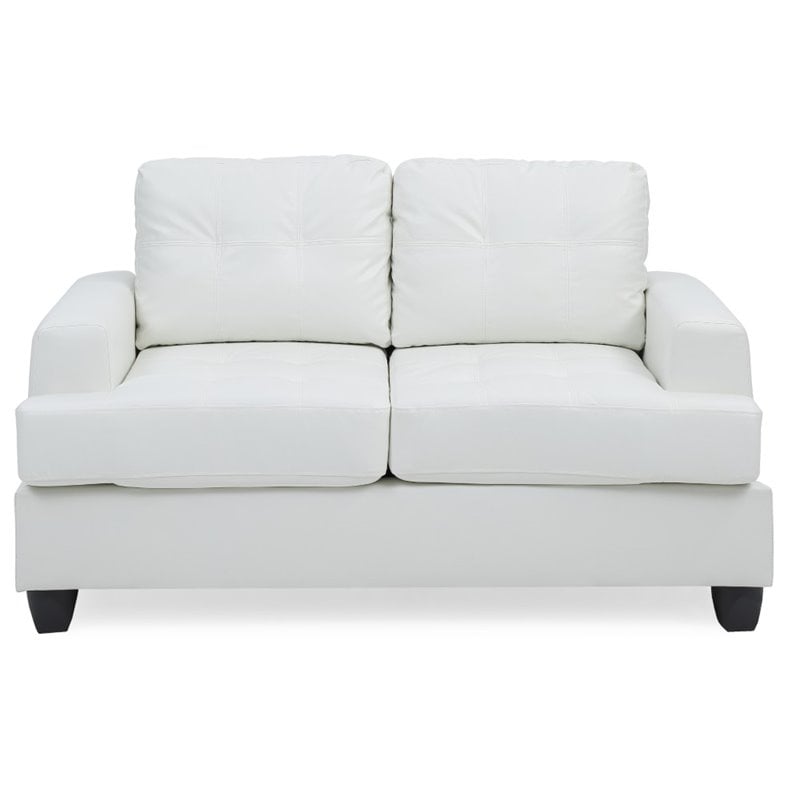 Glory Furniture Sandridge Faux Leather Loveseat in White