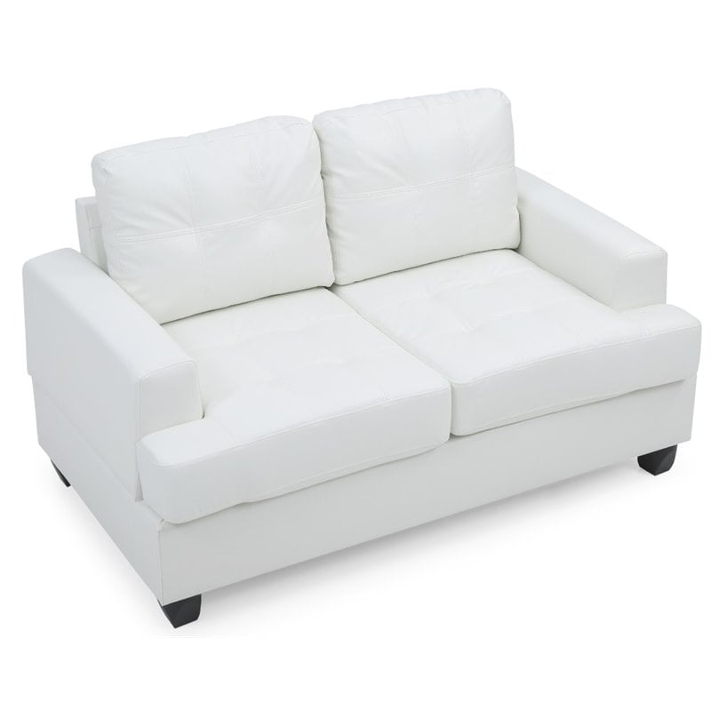 Glory Furniture Sandridge Faux Leather Loveseat in White