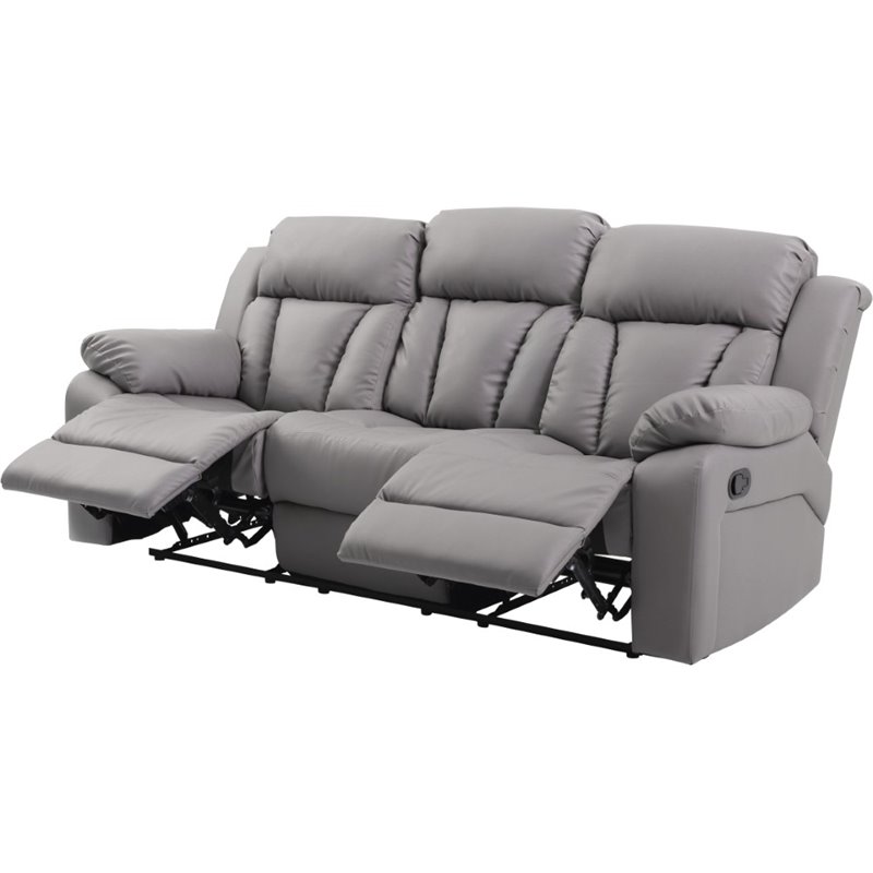 Glory Furniture Daria Faux Leather Reclining Sofa in Gray Cymax Business