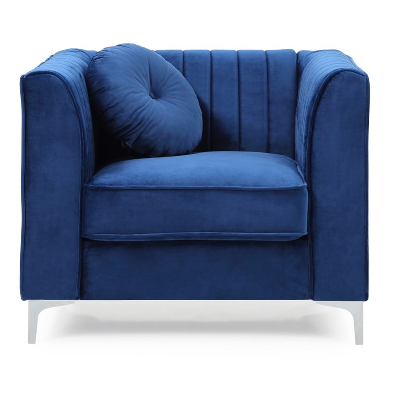 Glory Furniture Delray Velvet Chair in Navy Blue