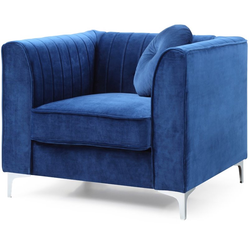 Glory Furniture Delray Velvet Chair in Navy Blue