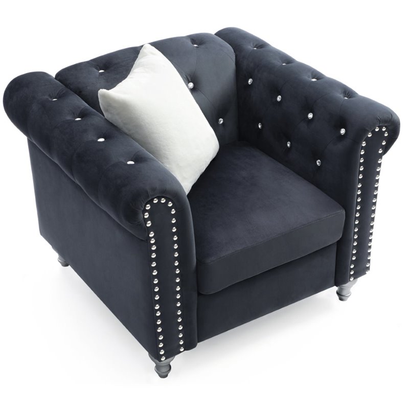Glory Furniture Raisa Velvet Chair in Black