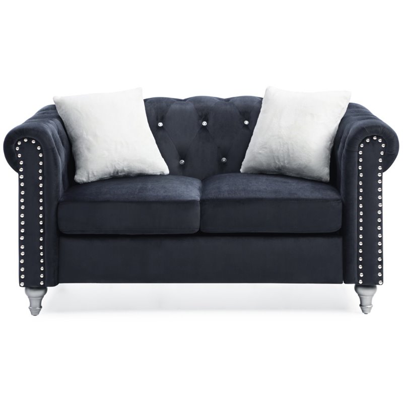 Glory Furniture Raisa Velvet Loveseat in Black