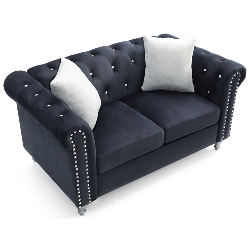 Glory Furniture Raisa Velvet Loveseat in Black