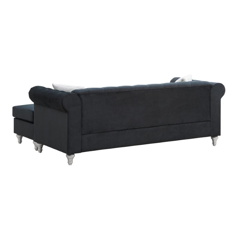 Glory Furniture Raisa Velvet Sofa Chaise in Black
