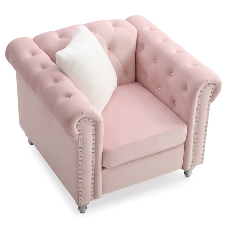 Glory Furniture Raisa Velvet Chair in Pink