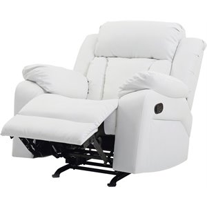 Glory Furniture Daria Faux Leather Rocker Recliner in White