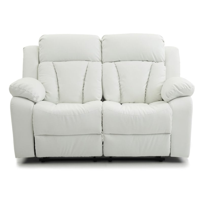 Glory Furniture Daria Faux Leather, White Leather Loveseat Recliner