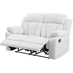 Glory Furniture Daria Faux Leather Reclining Loveseat in White