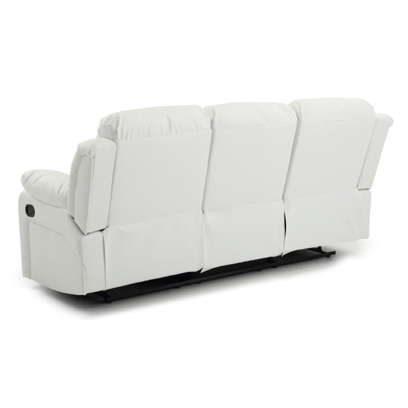 Glory Furniture Daria Faux Leather Upholstered Recliner Sofa in White