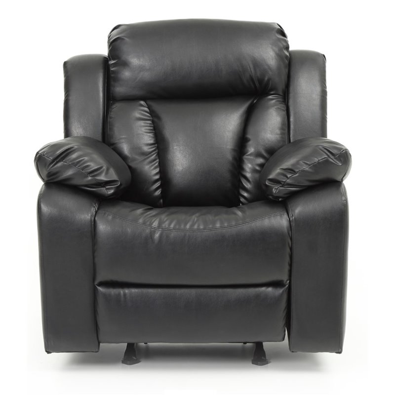Glory Furniture Daria Faux Leather Rocker Recliner in Black
