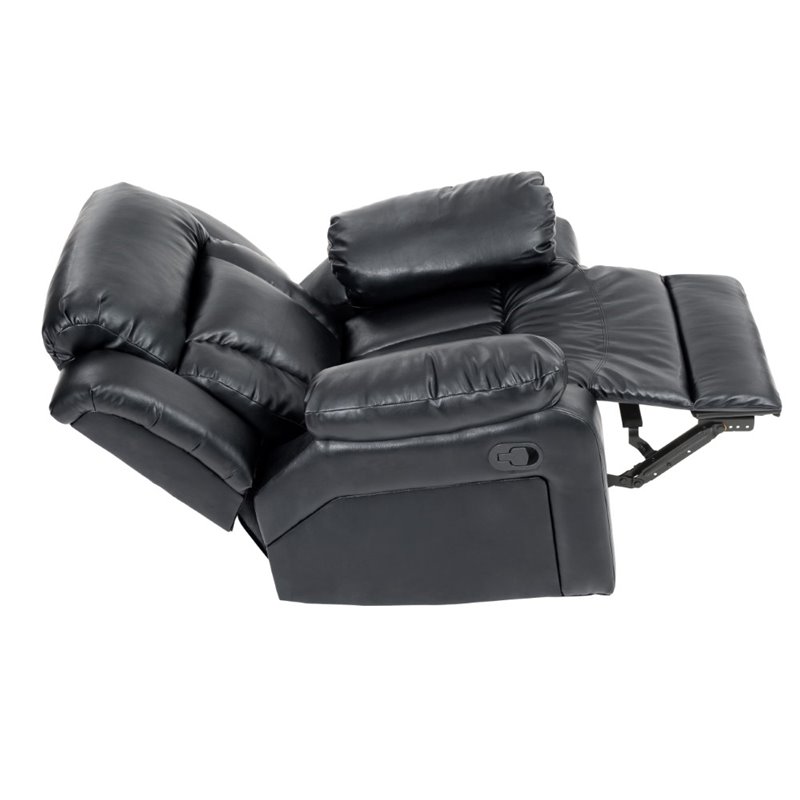 Glory Furniture Daria Faux Leather Rocker Recliner in Black