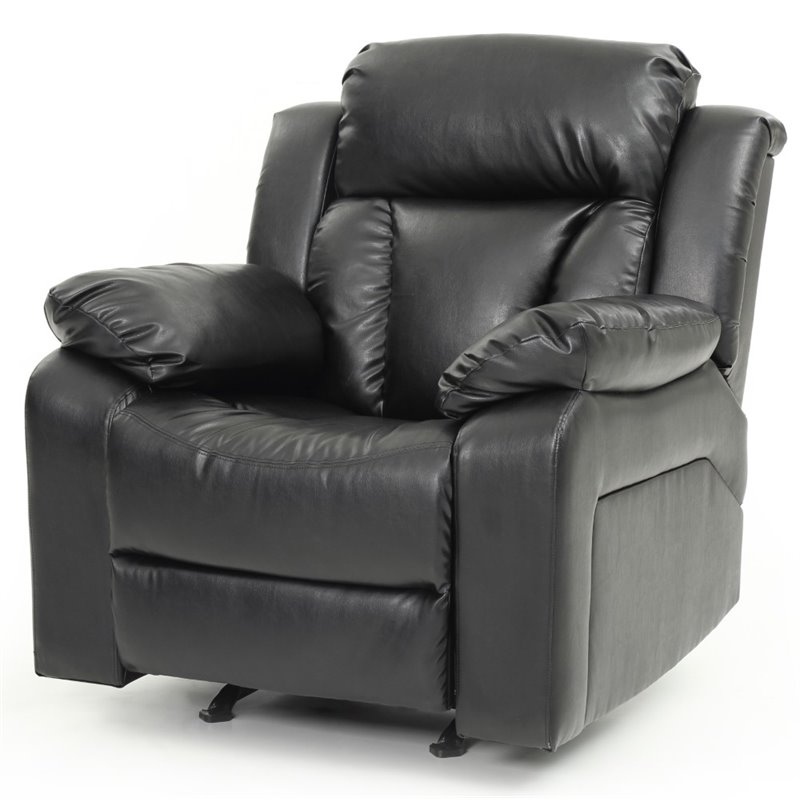 Glory Furniture Daria Faux Leather Rocker Recliner in Black