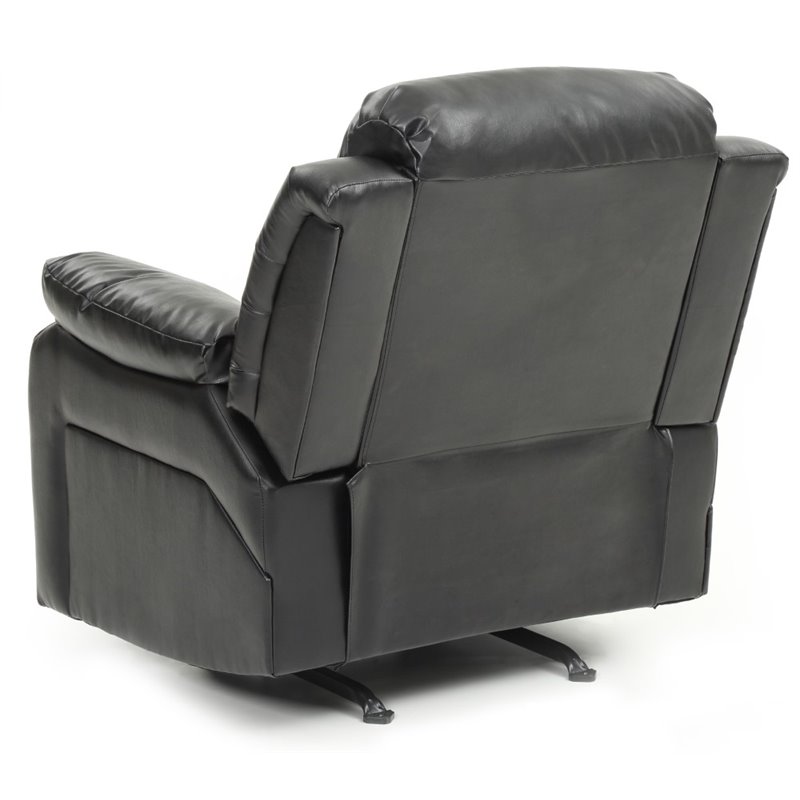 Glory Furniture Daria Faux Leather Rocker Recliner in Black