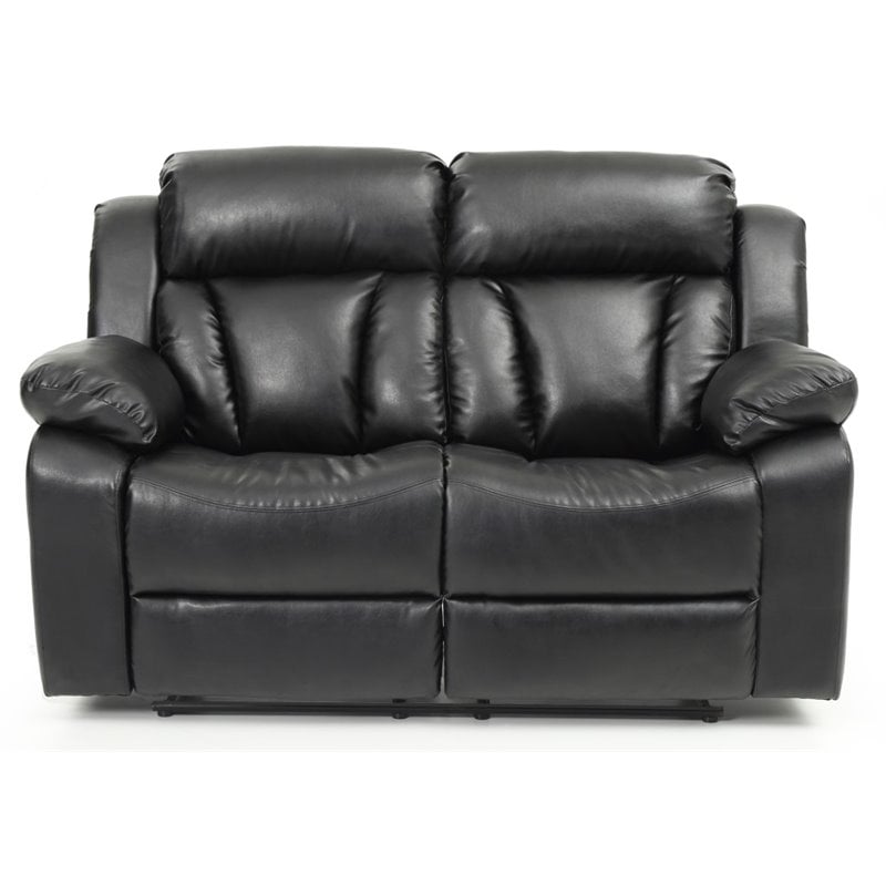 Glory Furniture Daria Faux Leather Reclining Loveseat in Black