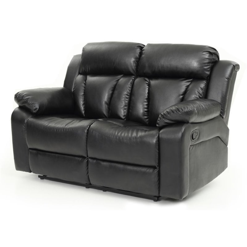 Glory Furniture Daria Faux Leather Reclining Loveseat in Black