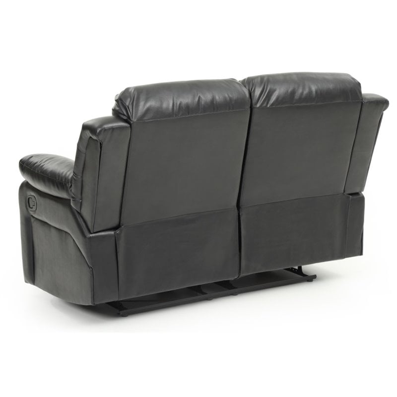 Glory Furniture Daria Faux Leather Reclining Loveseat in Black