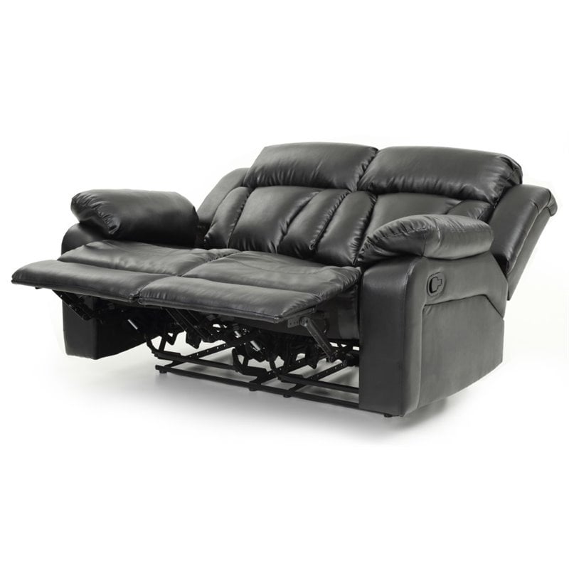 Glory Furniture Daria Faux Leather Reclining Loveseat in Black