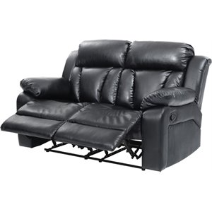 Glory Furniture Daria Faux Leather Reclining Loveseat in Black
