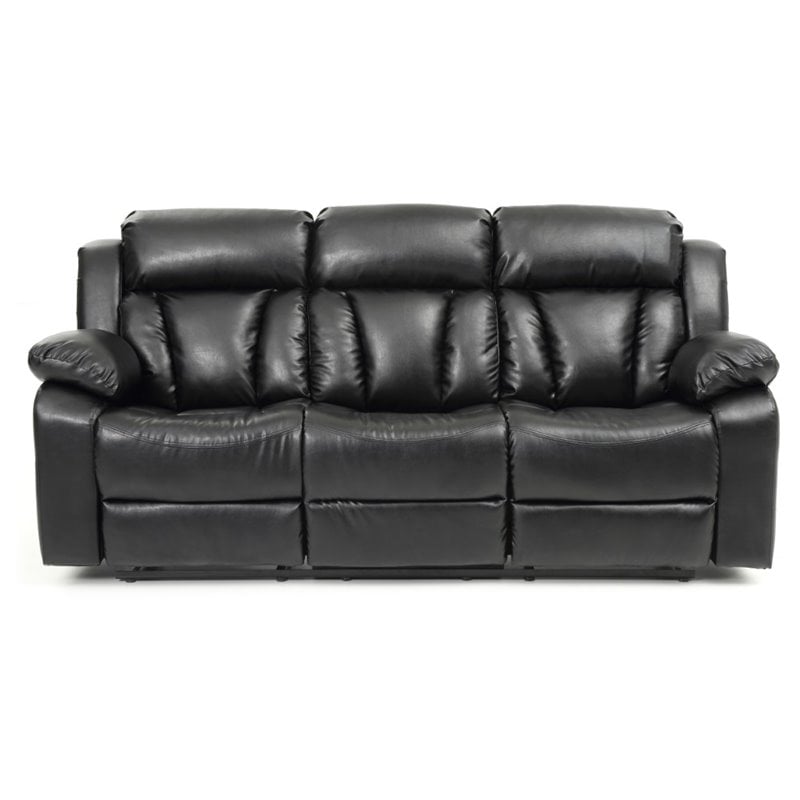 Glory Furniture Daria Faux Leather Reclining Sofa in Black
