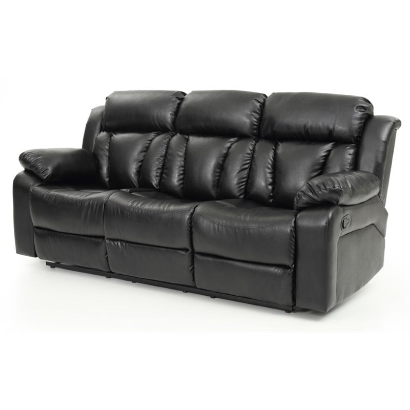 Glory Furniture Daria Faux Leather Reclining Sofa in Black