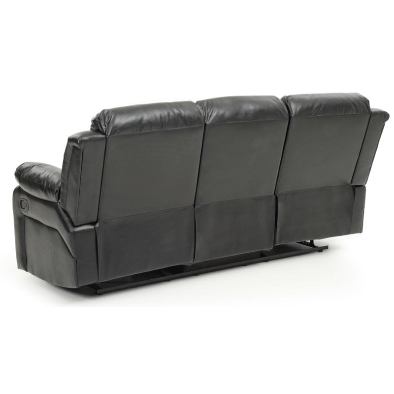 Glory Furniture Daria Faux Leather Reclining Sofa in Black