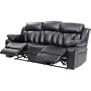 Glory Furniture Daria Faux Leather Reclining Sofa in Black