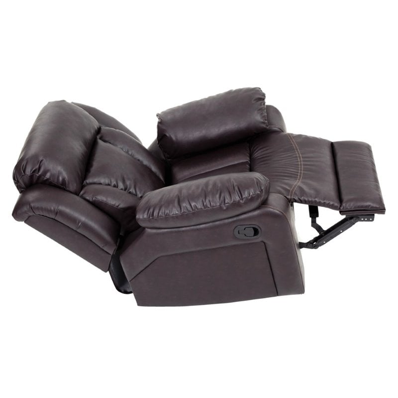 glory furniture daria faux leather rocker recliner in dark brown