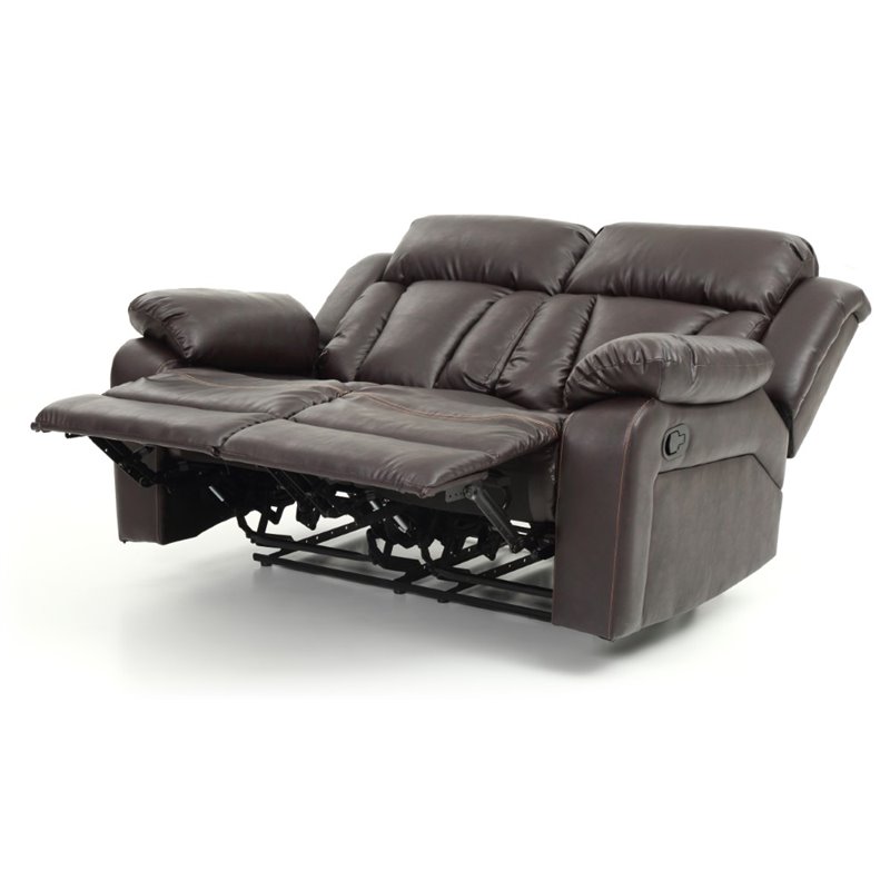 Glory Furniture Daria Faux Leather Reclining Loveseat in Dark Brown
