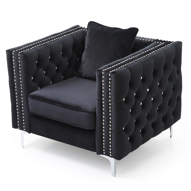 Glory Furniture Paige Velvet Chair in Black