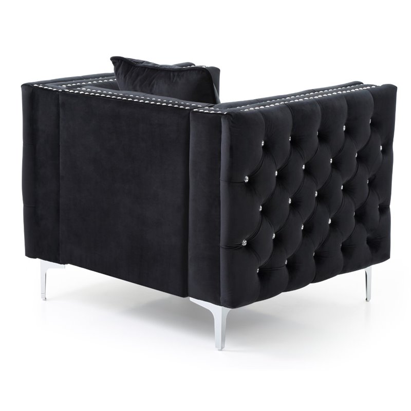 Glory Furniture Paige Velvet Chair in Black
