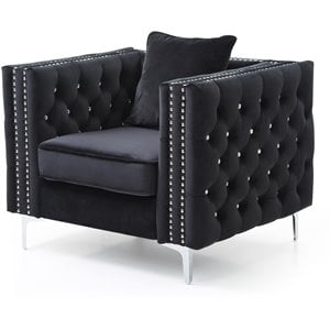 Glory Furniture Paige Velvet Chair in Black