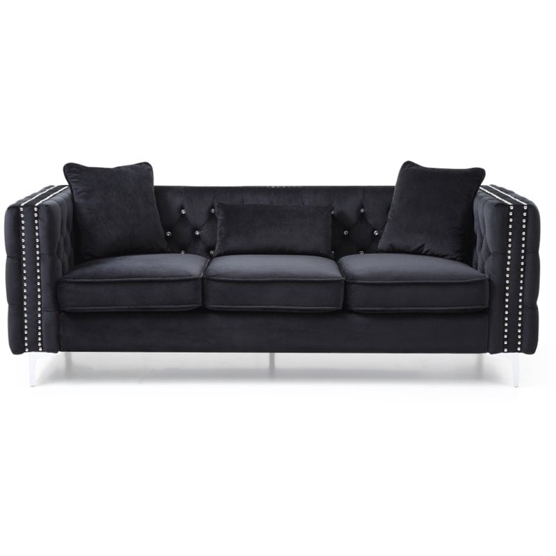 Glory Furniture Paige Velvet Sofa in Black