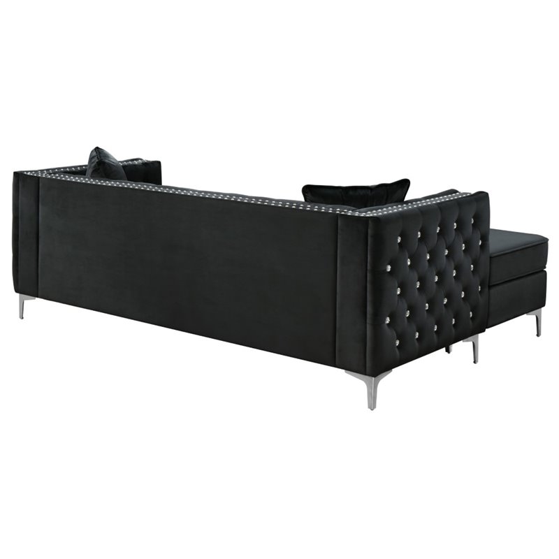 Glory Furniture Paige Velvet Sofa Chaise in Black