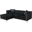 Glory Furniture Paige Velvet Sofa Chaise in Black