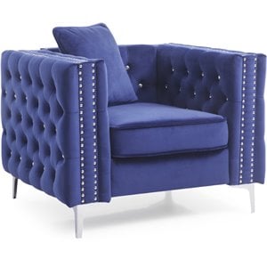 Glory Furniture Paige Velvet Chair in Blue