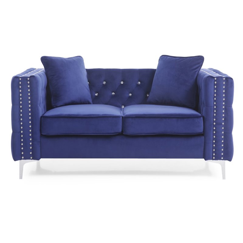 Glory Furniture Paige Velvet Loveseat in Blue