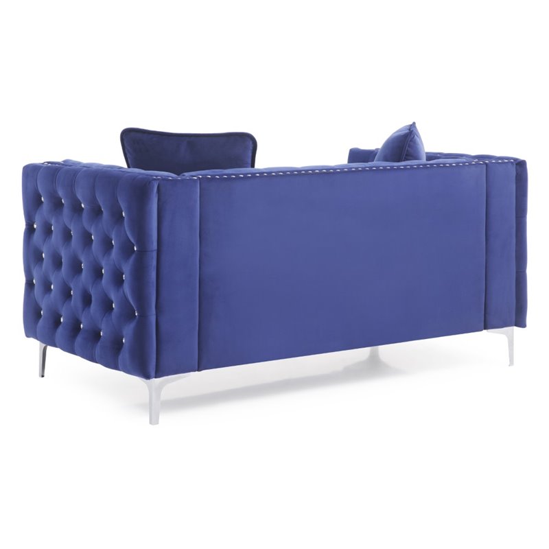 Glory Furniture Paige Velvet Loveseat in Blue
